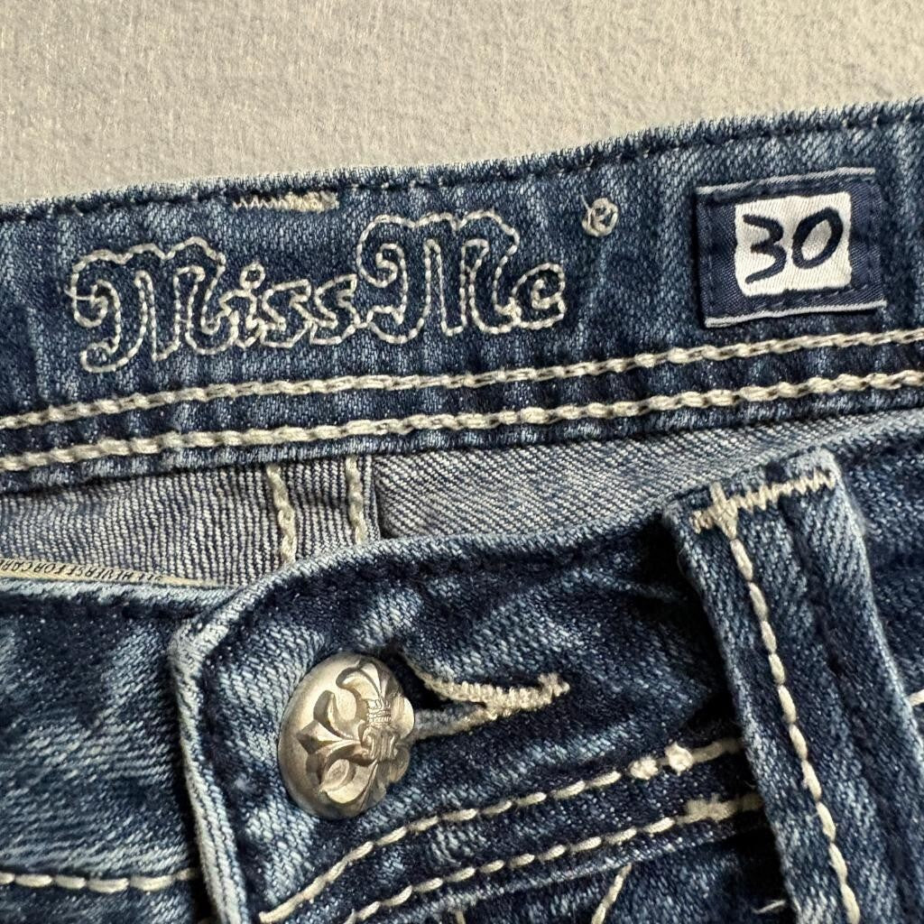 Miss Me Bootcut Jeans Womens Size 30 JP5033-T Blue Denim Embellished Y2K