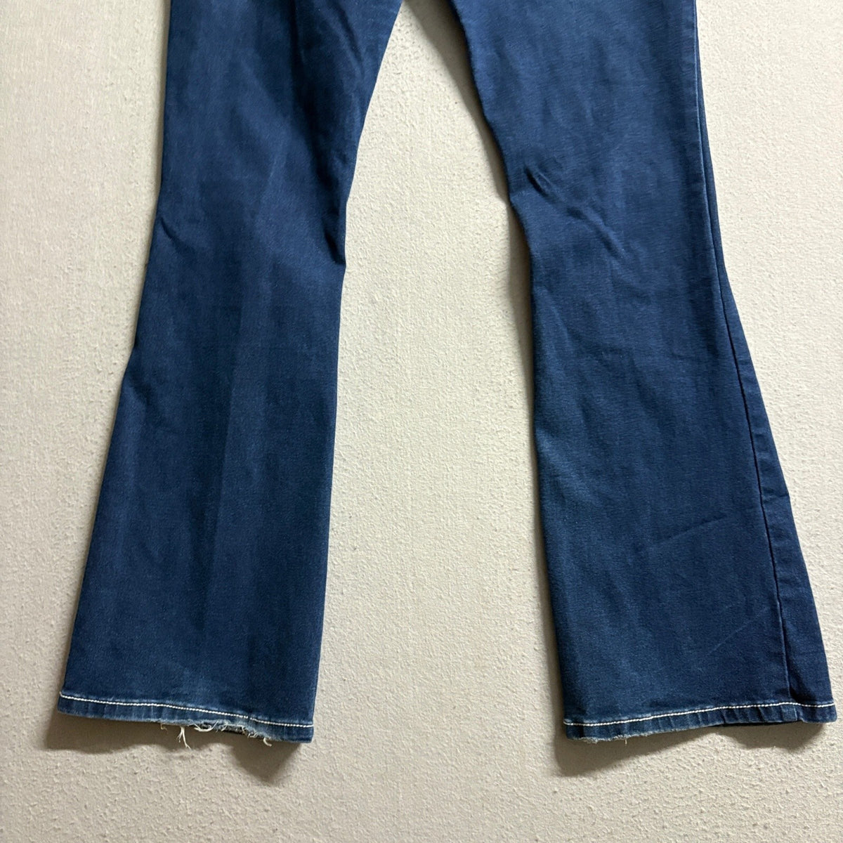Bamboo Jeans Womens Size 15 Distressed Bootcut Flare Dark Wash Stretch Denim