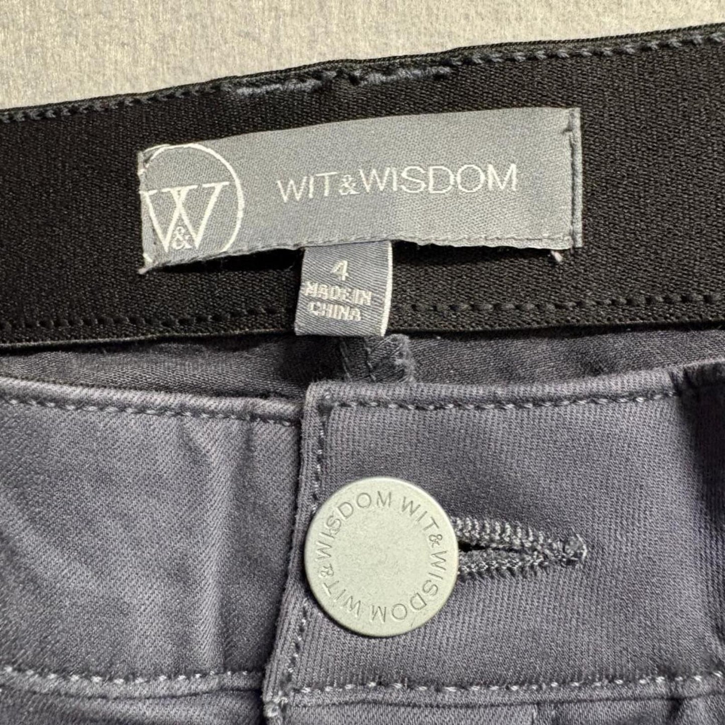 Wit & Wisdom Ab-solution Straight Leg Pants Womens 4 Gray Stretch Cotton Blend