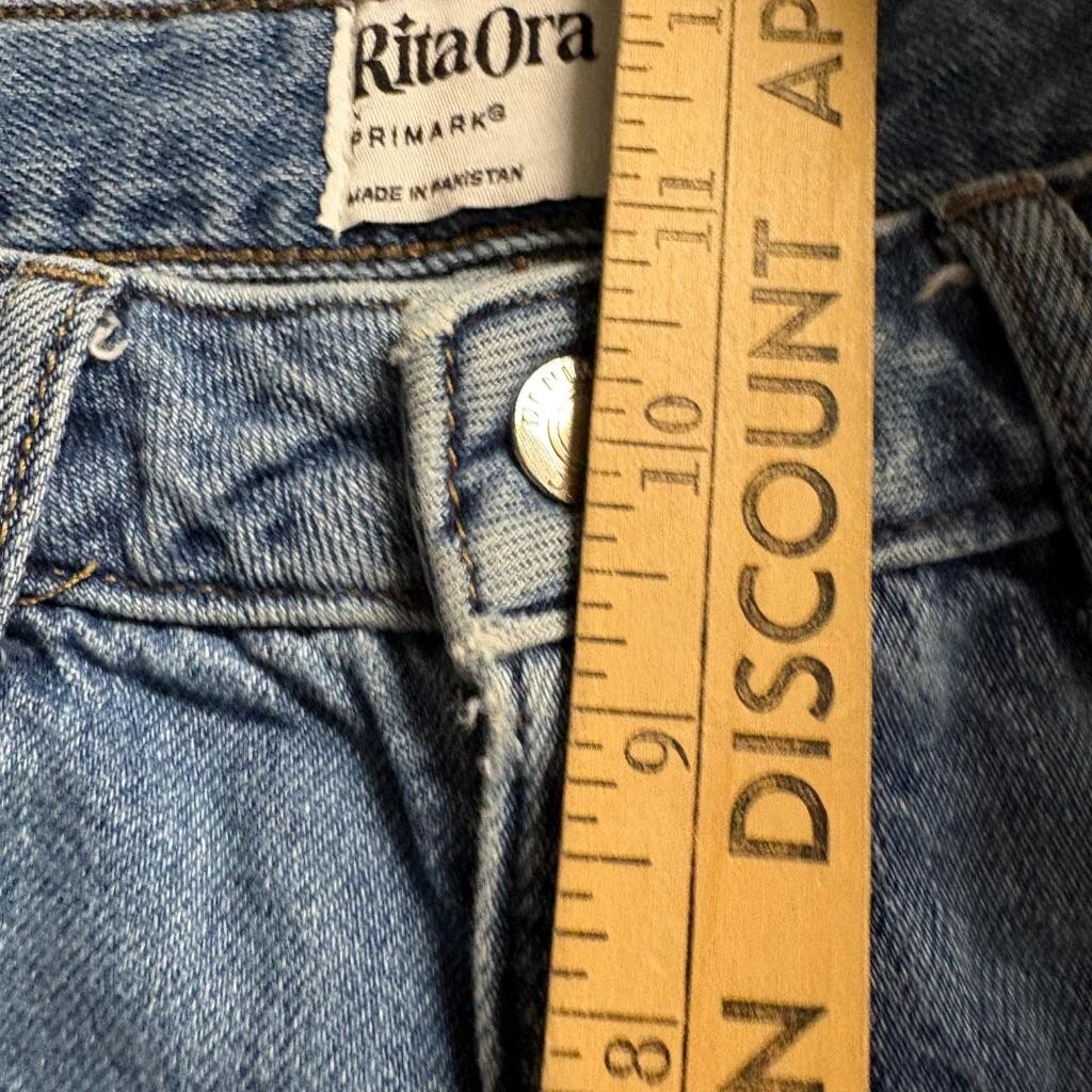 Primark Rita Ora Cargo Jeans Womens Size 2 Blue Denim Wide Leg High Rise 100%