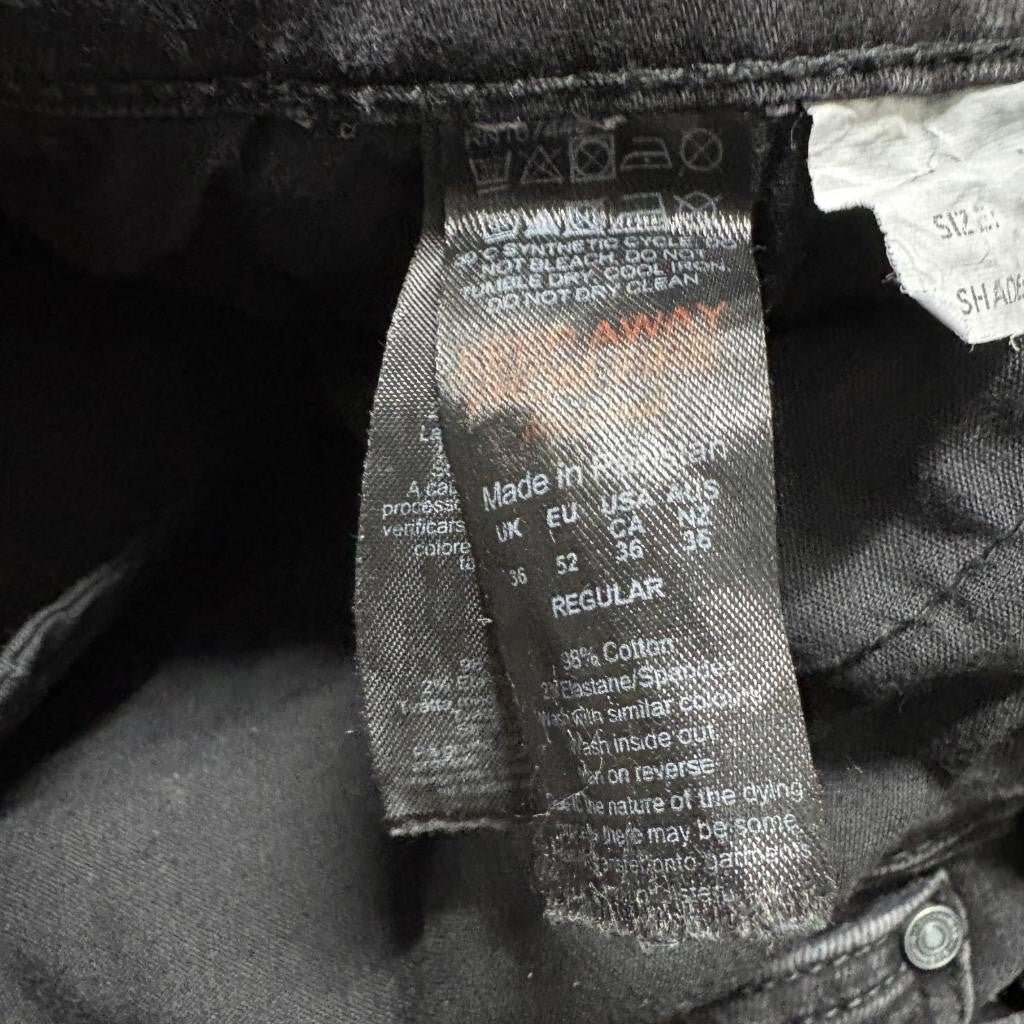 boohooMAN Mens Distressed Flare Jeans 36x34 Black Ripped Denim Pants