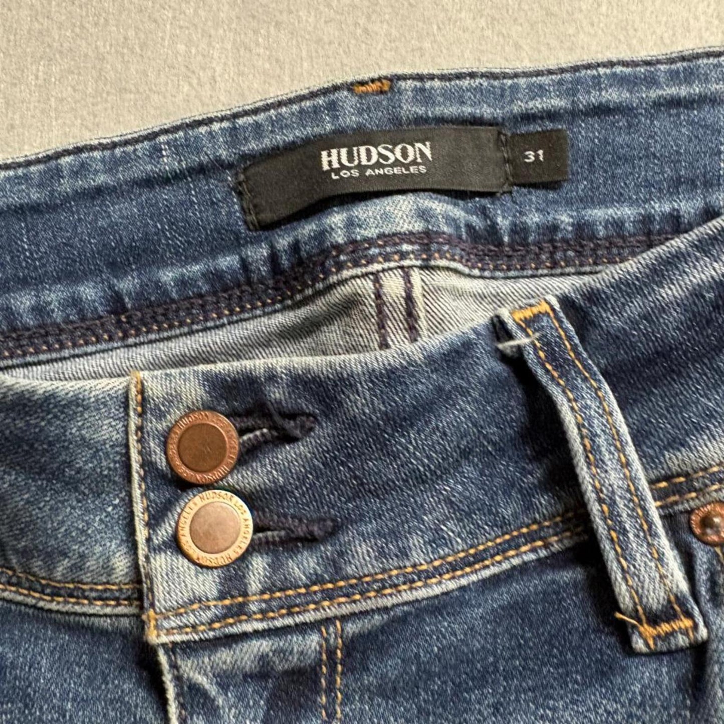 Hudson Collin Skinny Jeans Womens 31 Blue Denim Flap Pocket Low Rise Stretch