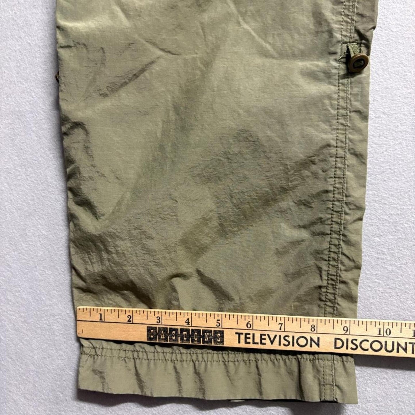 Lands End Cargo Pants Womens 16 Green Roll Up Convertible Hiking Outdoor Cotton