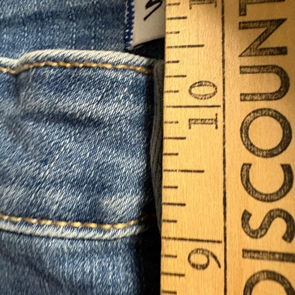 Studio Blue Flare Jeans Womens 29 Blue Denim High Rise Raw Hem Stretch