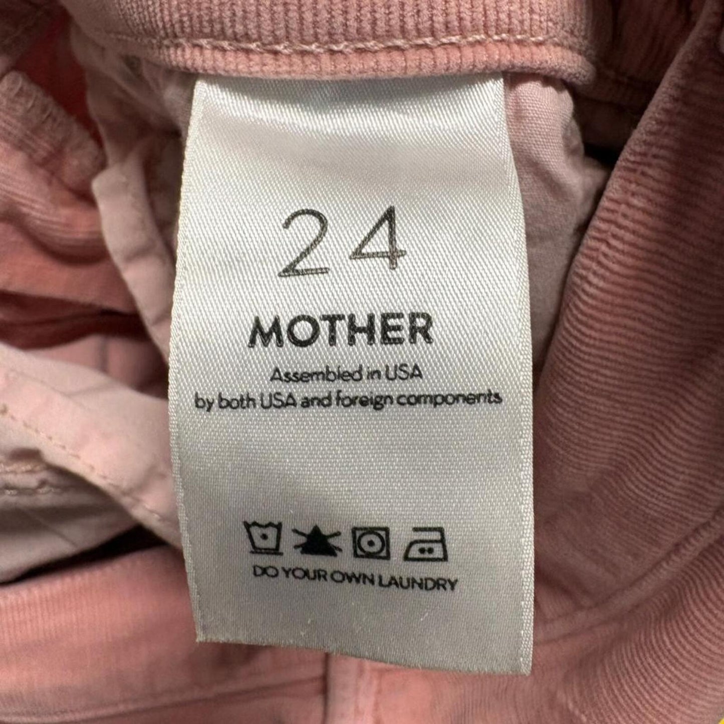 Mother Insider Crop Step Fray Corduroy Pants Womens 24 Pink Eraser Raw Hem