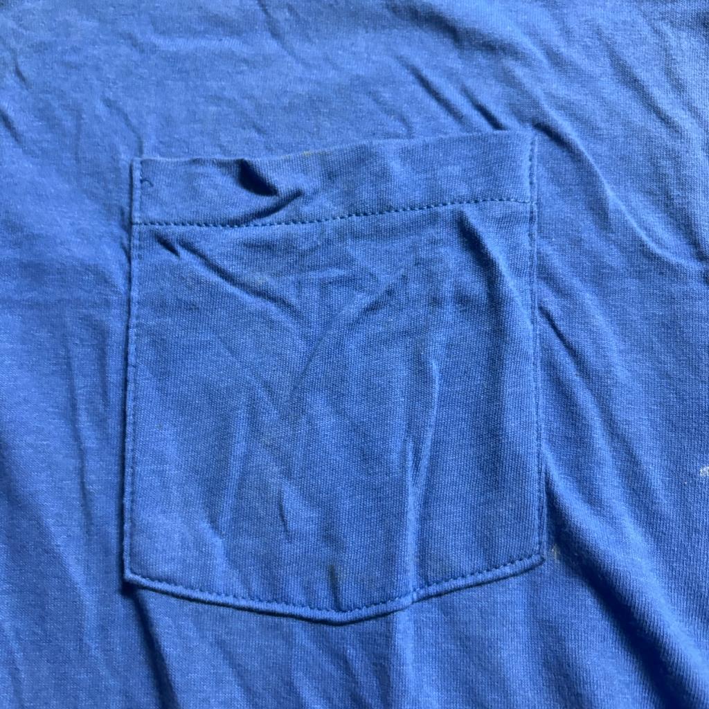 Vintage Fruit of the Loom Pocket T-Shirt Mens XL Blue Single Stitch Made in USA