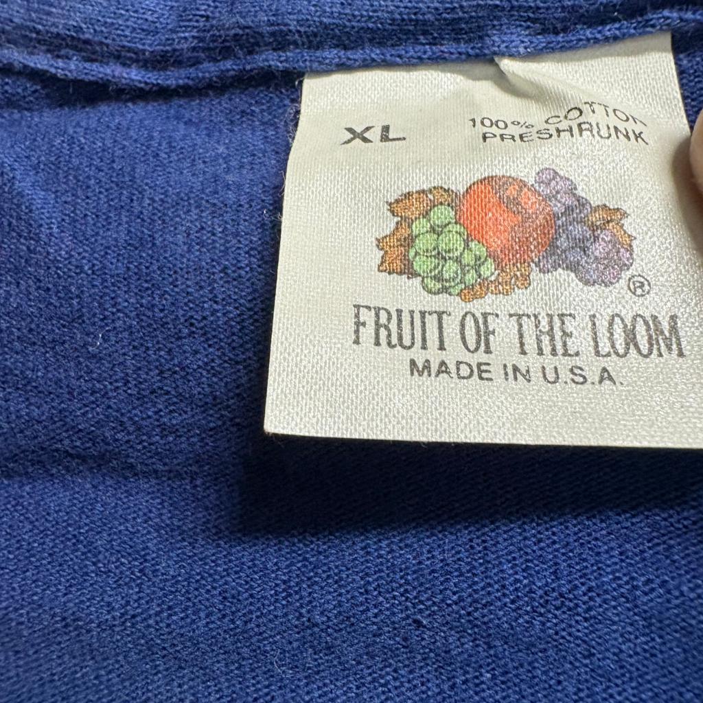 Vintage Fruit of the Loom Pocket T-Shirt Mens XL Blue Single Stitch Made in USA