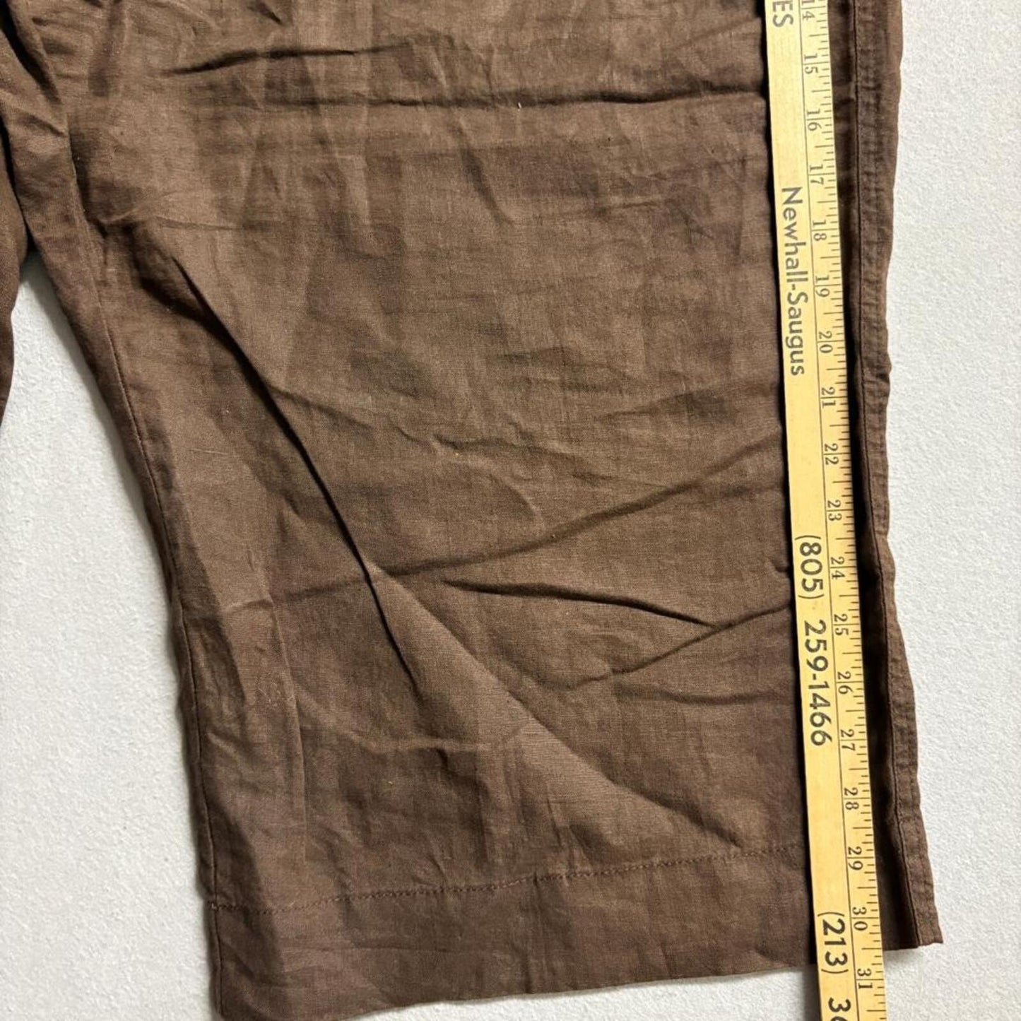 Old Navy Womens Plus 22 Brown 100% Linen Crop Pants Just Below Waist Capris