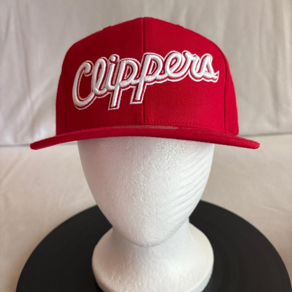 LA Clippers Mitchell & Ness Snapback Hat Red Script Logo NBA Basketball Cap OSFA