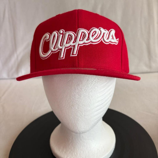 LA Clippers Mitchell & Ness Snapback Hat Red Script Logo NBA Basketball Cap OSFA