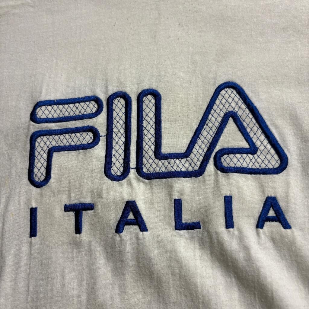 Vintage Fila Italia Embroidered T-Shirt Mens XL White Royal Activewear Made in
