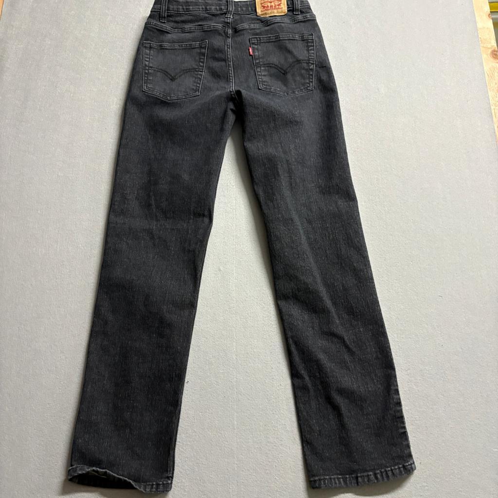 Levi's 514 Boys Jeans Size 20 Regular Black Denim Straight Leg Adjustable Waist