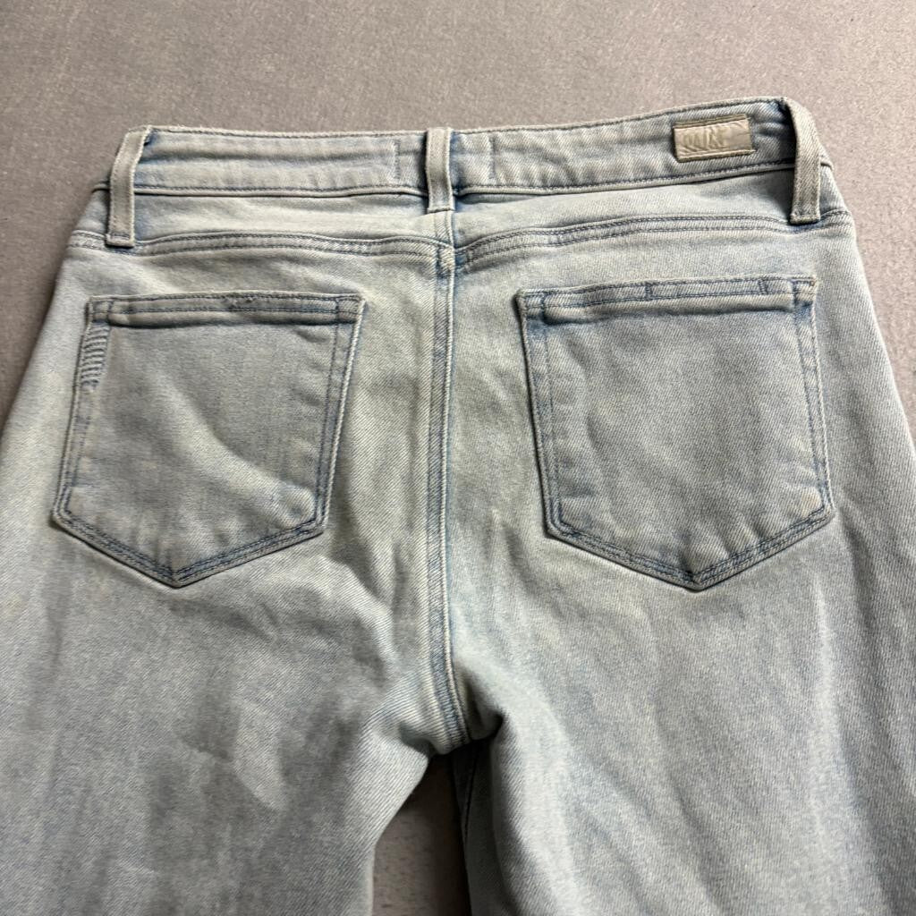Paige Amber Slim Straight Jeans Womens Size 28 Light Wash Raw Hem Stretch Denim