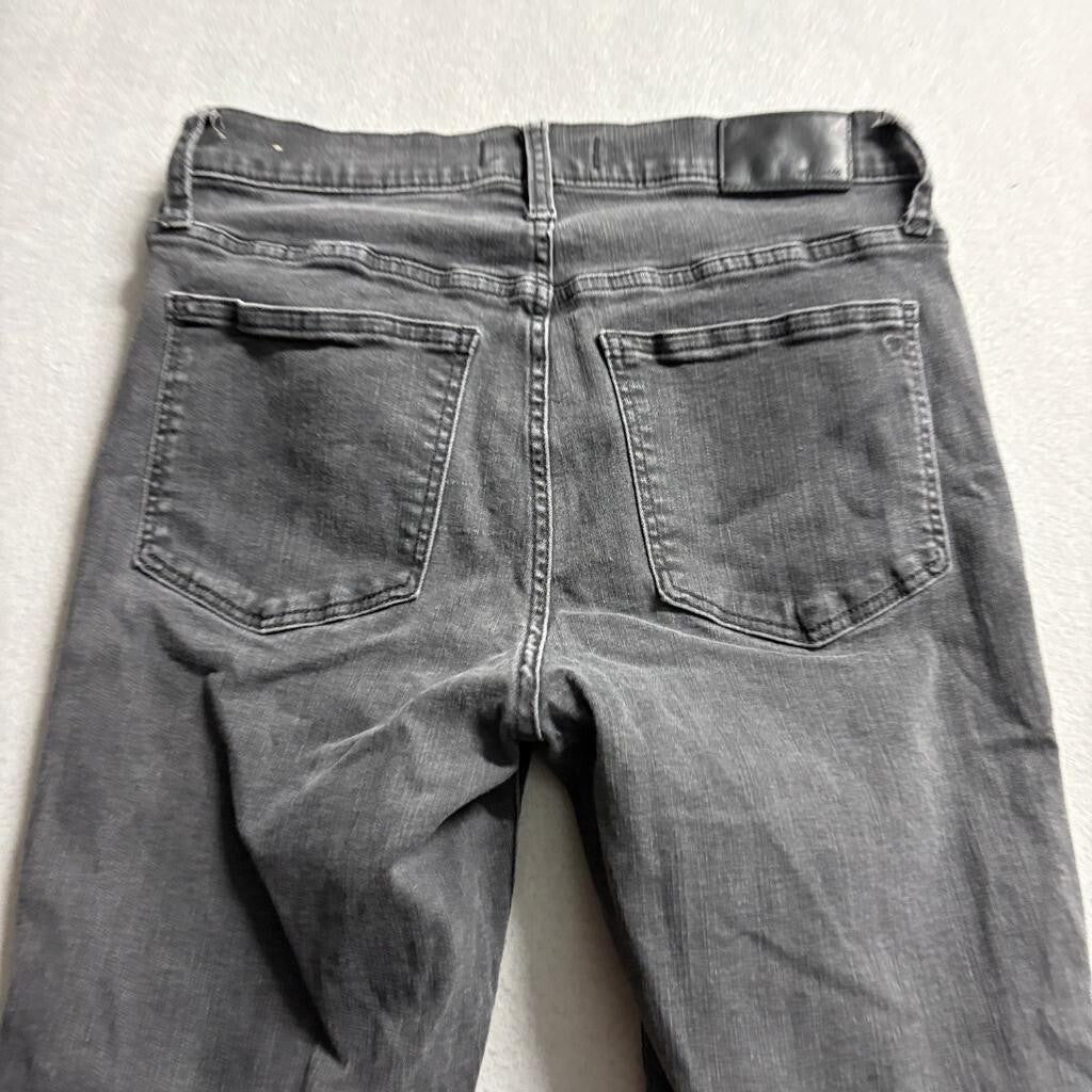 Madewell 10 High Rise Skinny Jeans Womens 28 Gray Button Fly Raw Hem Stretch