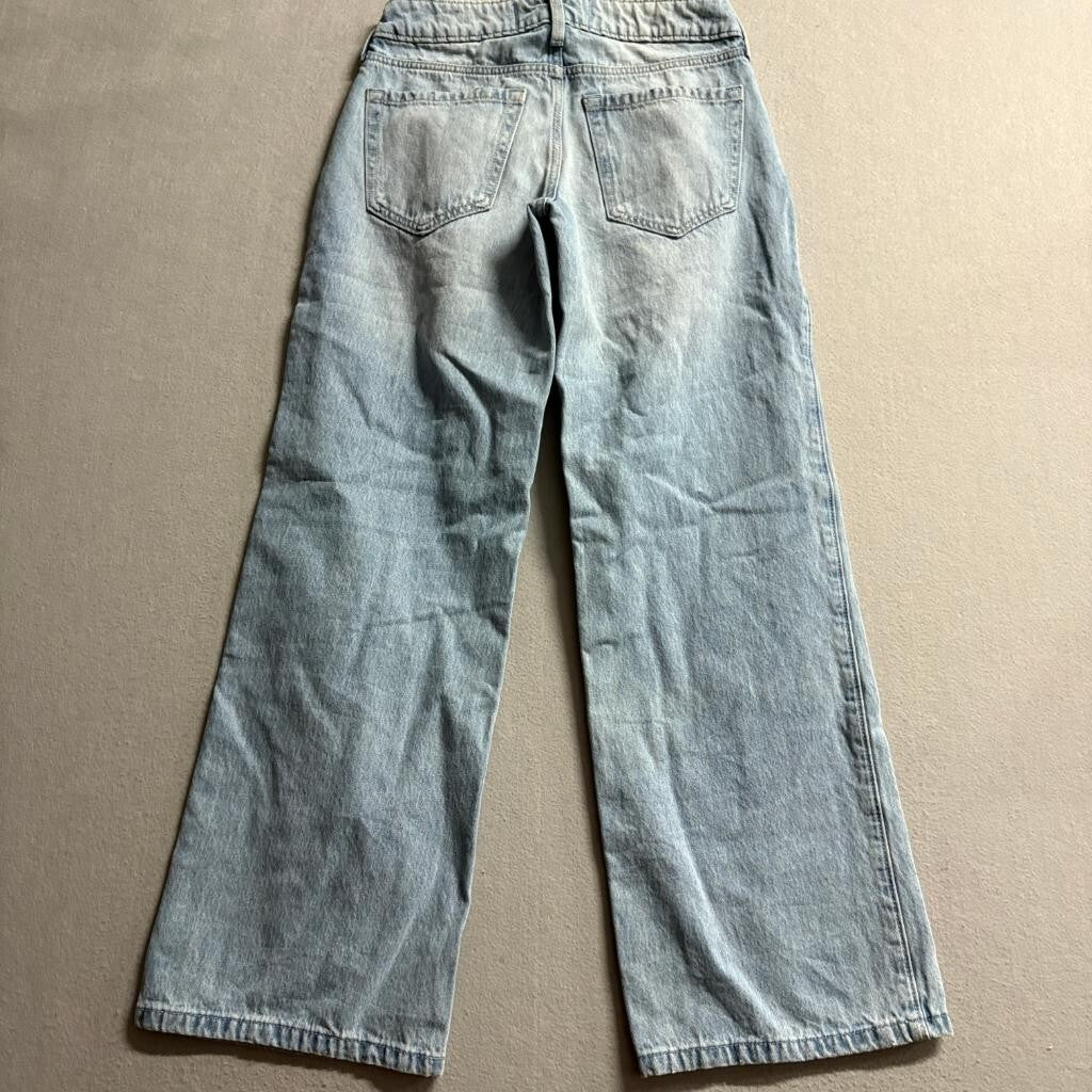 Hollister Low-Rise Baggy Jeans Womens 00R W24 Light Wash Blue Denim Y2K Style