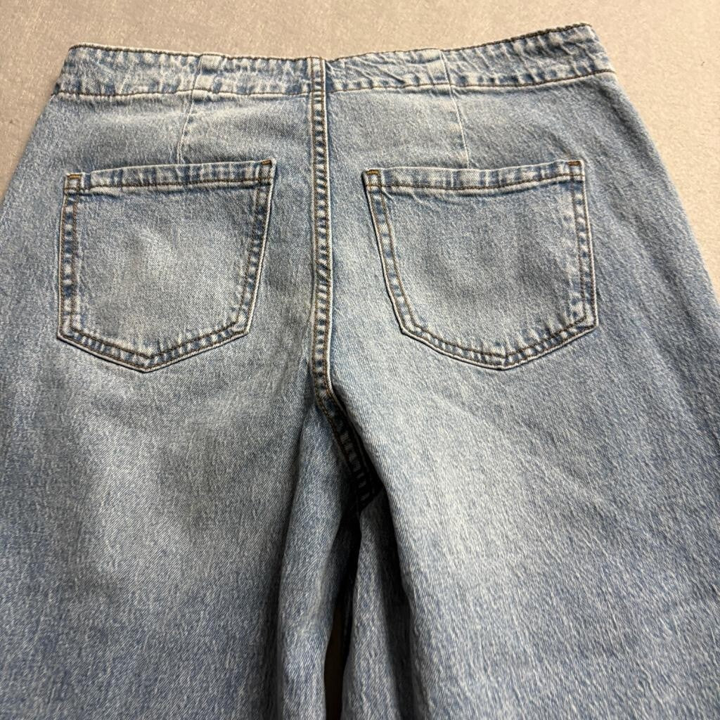 Time and Tru Wide Leg Jeans Womens Size 6 Blue Denim Button Fly High Rise