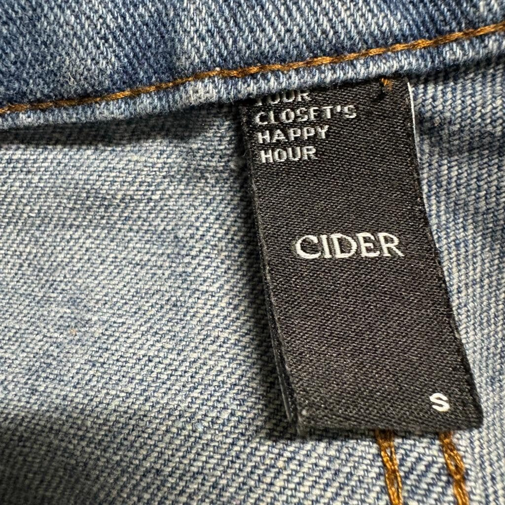 Cider Cargo Jeans Womens Small Blue Denim Wide Leg High Rise Utility Pockets