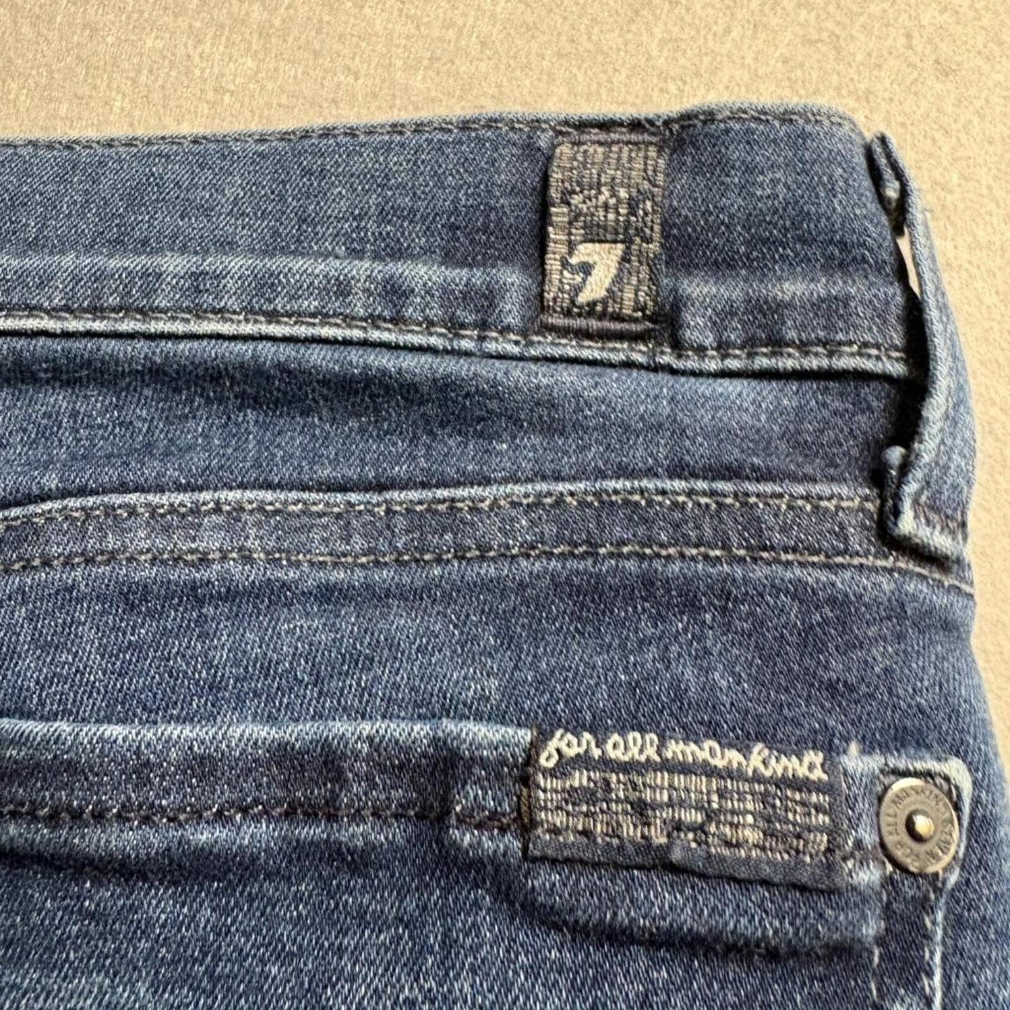 7 For All Mankind Gwenevere Skinny Jeans Women Size 30 Blue Denim Ankle Zip
