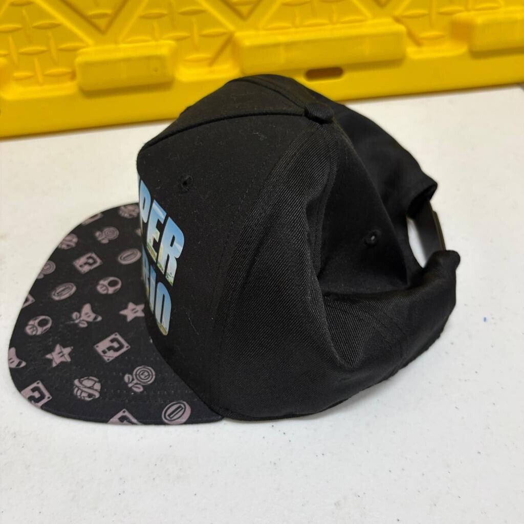 Super Mario Nintendo Snapback Hat Youth OSFM Black Flat Brim Cap 2023