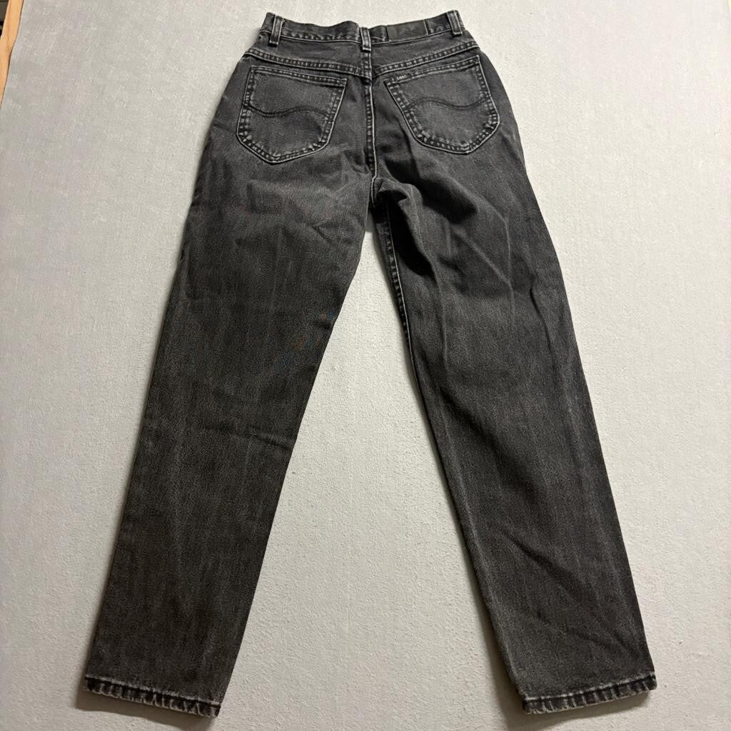 Vintage Lee Jeans Womens 8 Black Acid Wash High Rise Tapered Mom Denim Made in