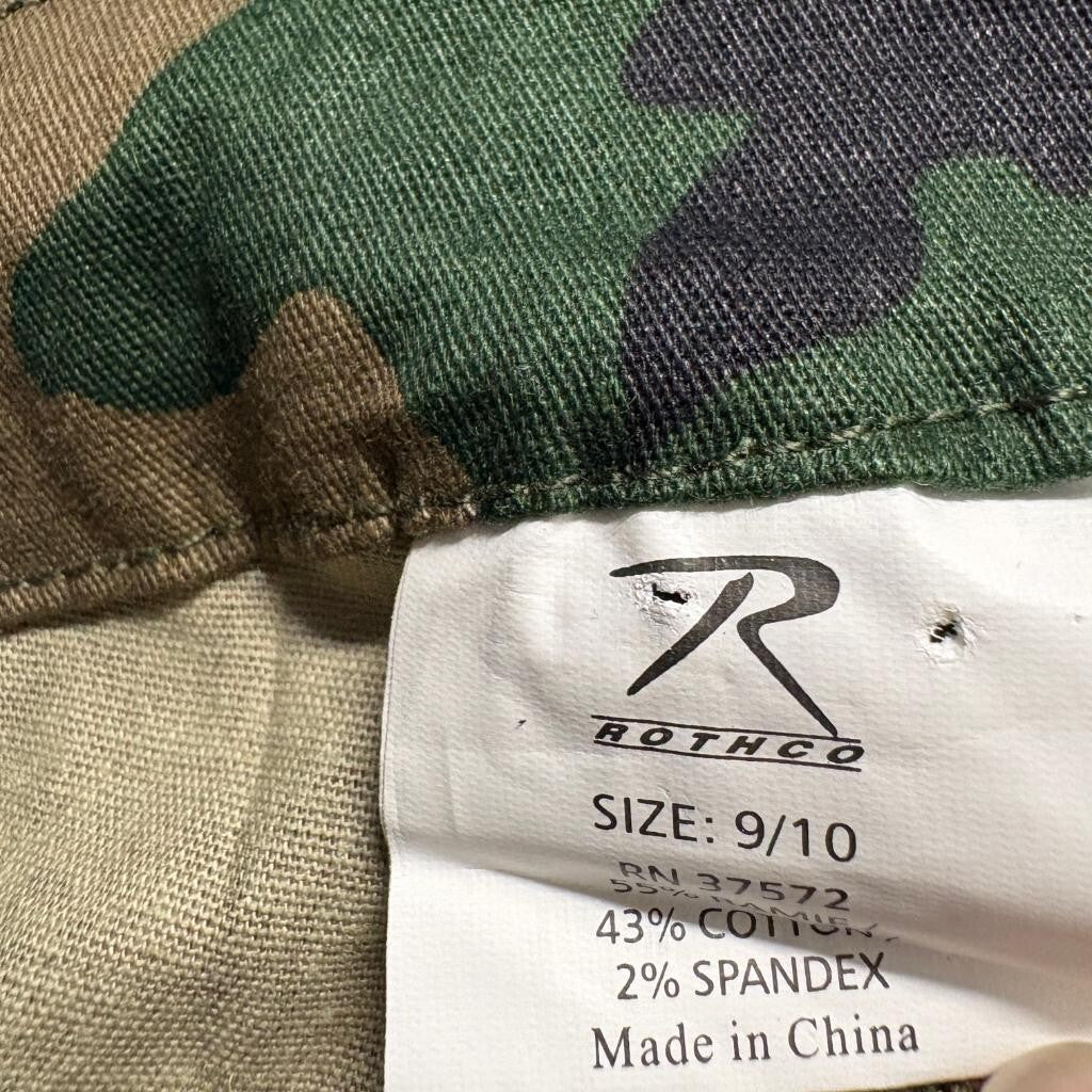 Rothco Womens Camo Capri Pants Size 9/10 Low Rise Cargo Woodland Camouflage New