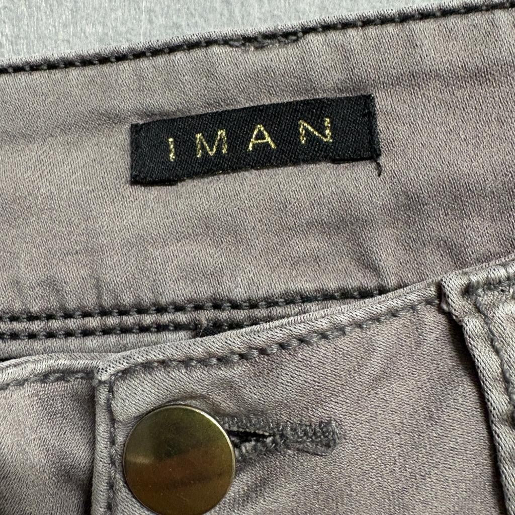 IMAN Global Chic Womens Size 8 Gray Bootcut Stretch Pants Cotton Blend
