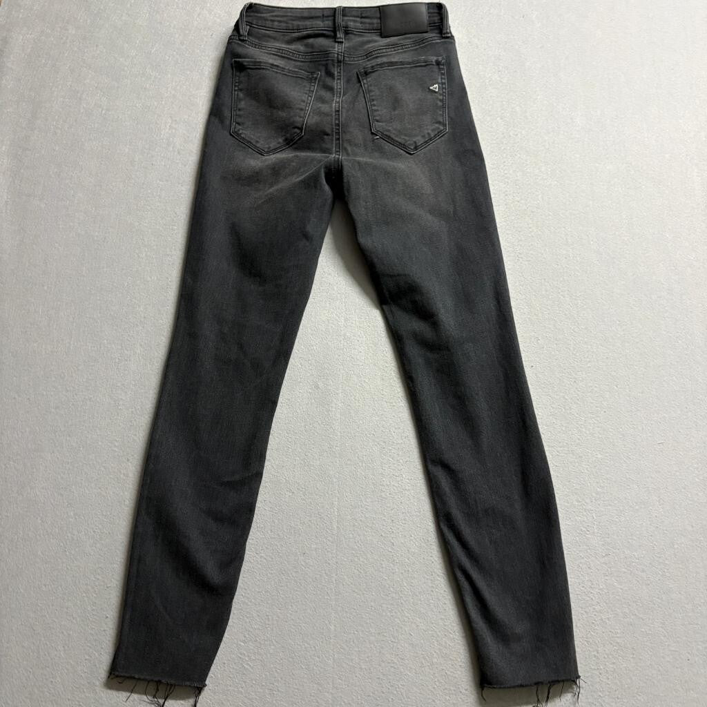 Hidden Jeans Womens 27 Black Distressed Knee Skinny High Rise Raw Hem Stretch