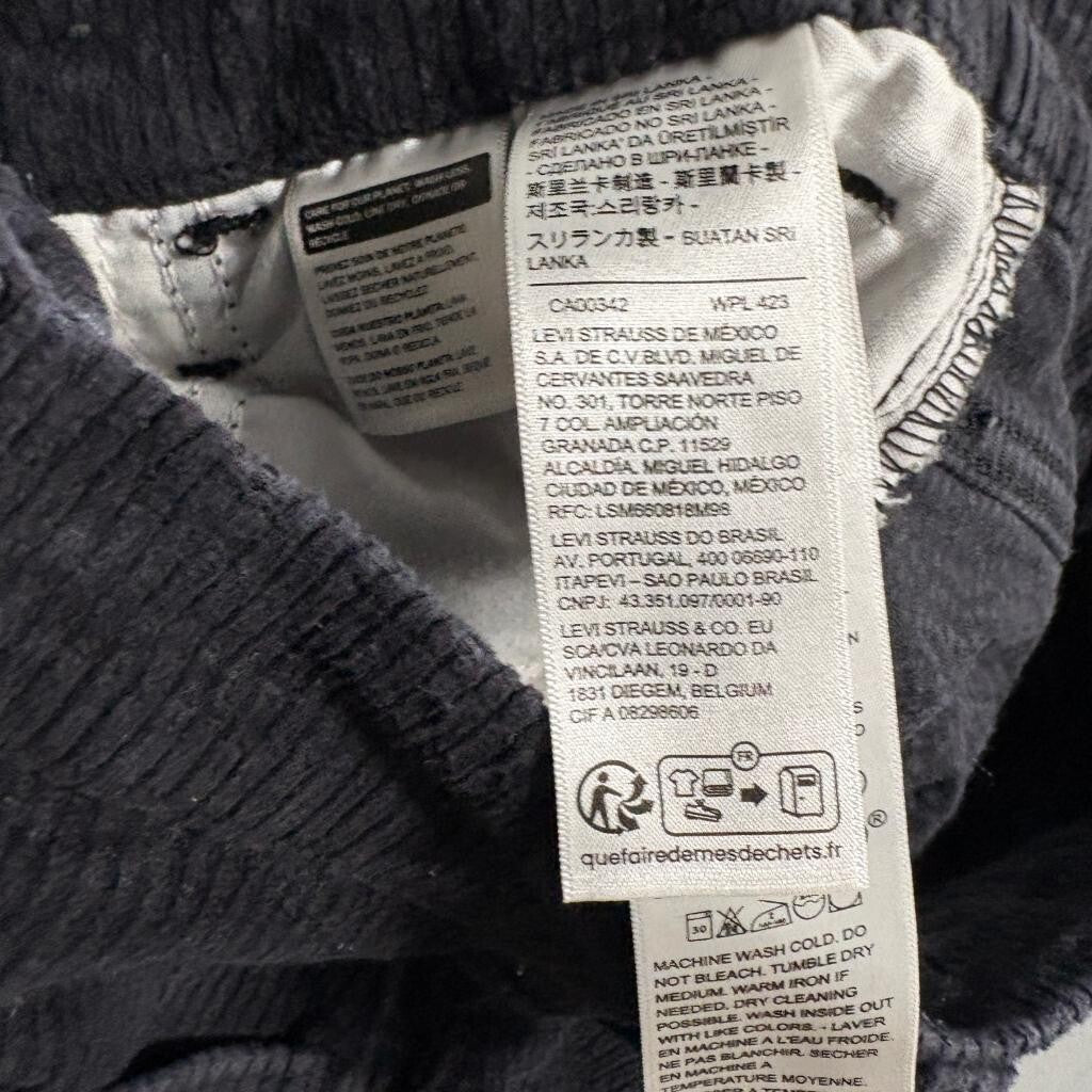 Levis 724 High Rise Straight Corduroy Pants Womens 24 Black Stretch Cord Jeans