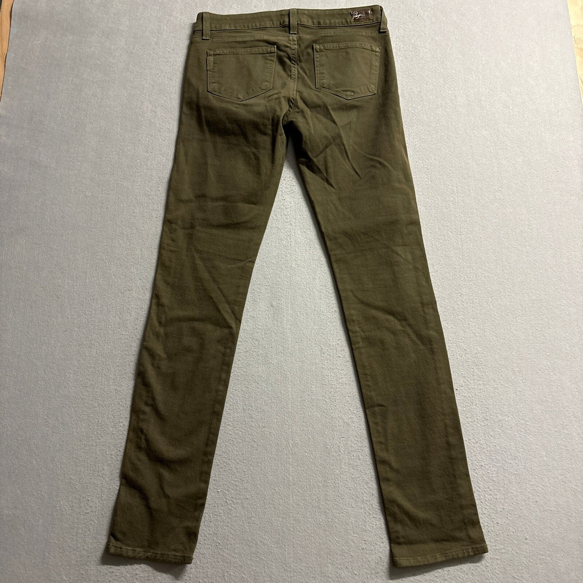 Paige Denim Peg Skinny Jeans Womens 28 Olive Green Stretch Made in USA