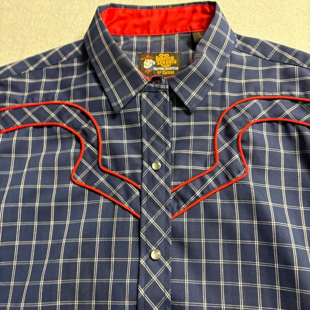 Vintage Kenny Rogers Western Collection Karman Pearl Snap Shirt Mens 17/18 Blue