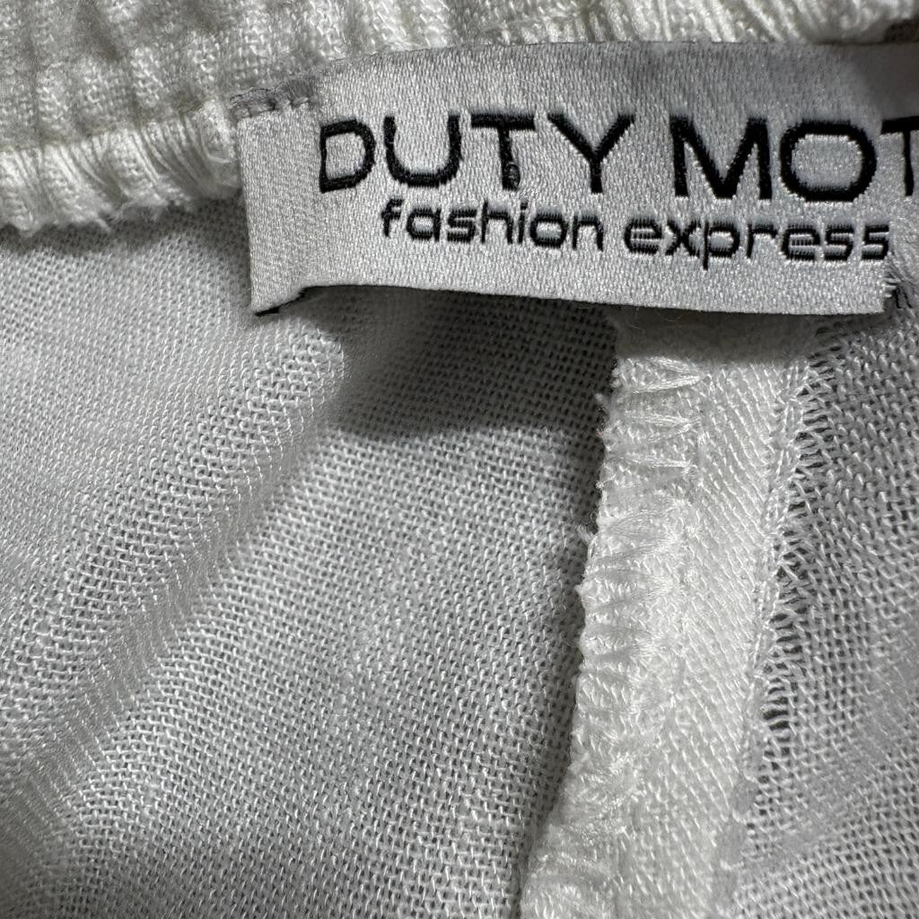 Duty Mot Fashion Express Womens White Linen Blend Drawstring Pants Size S