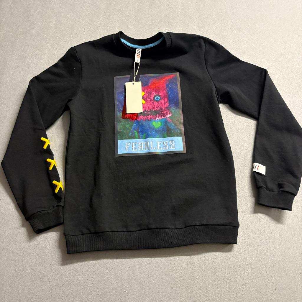 Fifth Loop Fearless Graphic Sweatshirt Womens Medium Black Crew Neck Pullover