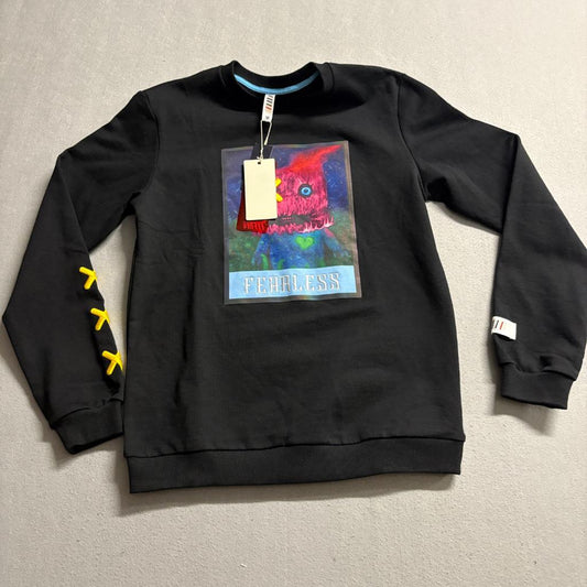 Fifth Loop Fearless Graphic Sweatshirt Womens Medium Black Crew Neck Pullover