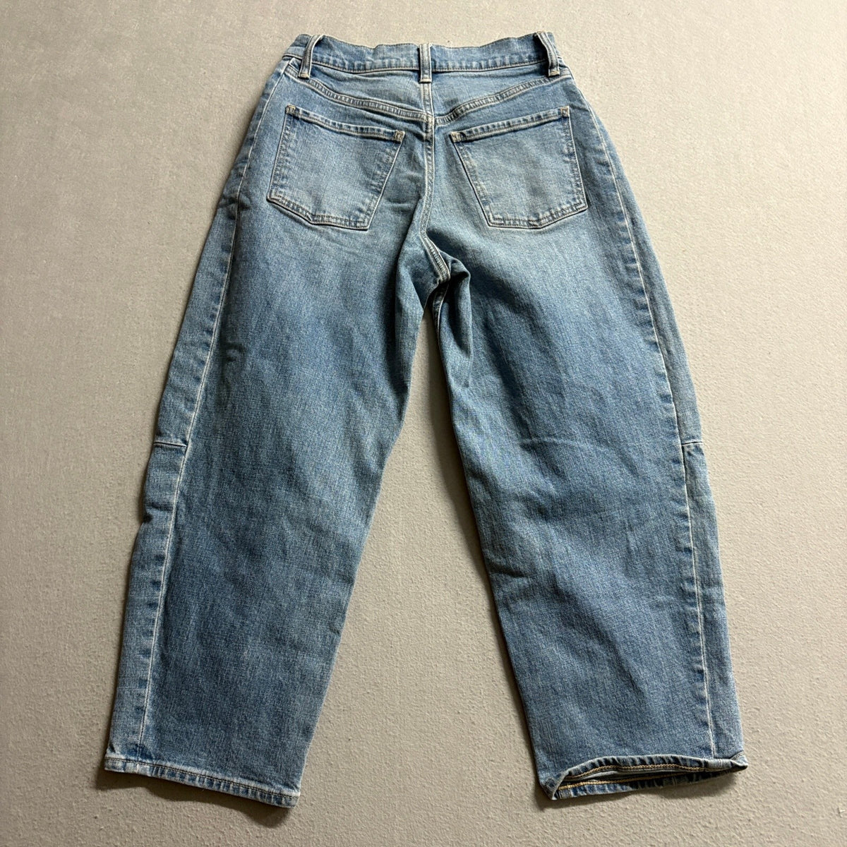Old Navy Barrel Leg Jeans Womens 0 Petite High Rise Blue Denim Stretch