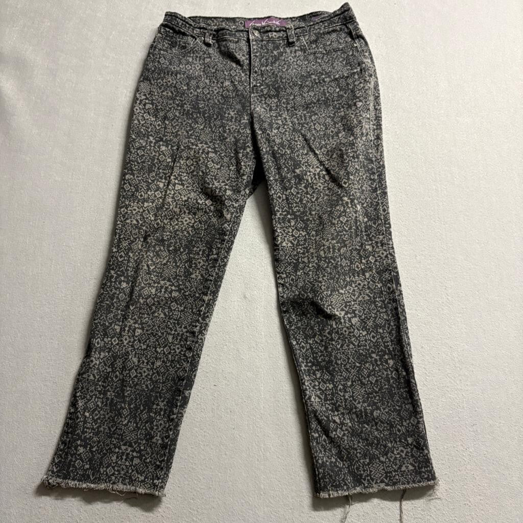 Gloria Vanderbilt Amanda Jeans Womens 4P Gray Patterned Raw Hem High Rise Crop