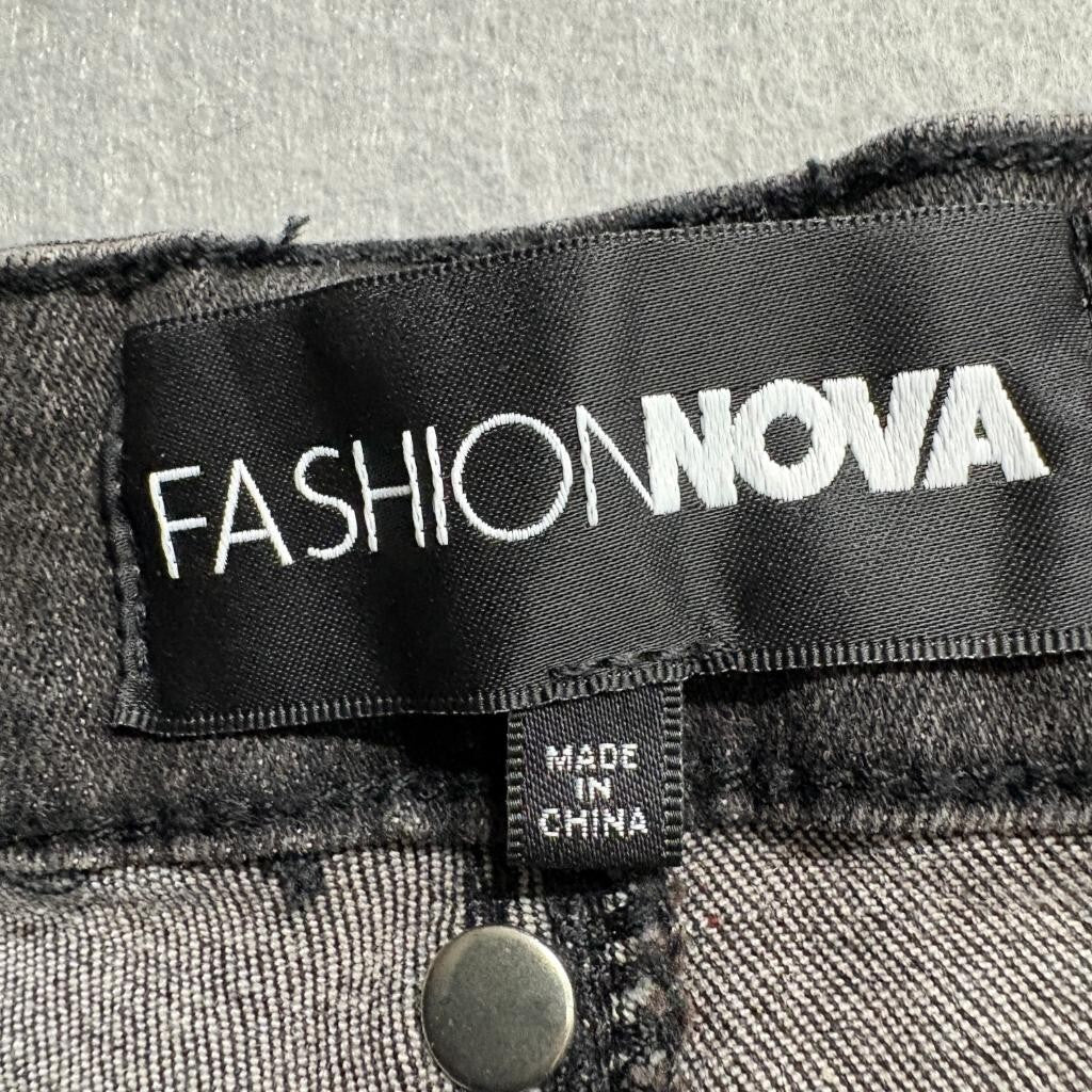 Fashion Nova Lace Up Side Jeans Womens Medium Black Denim Skinny High Rise