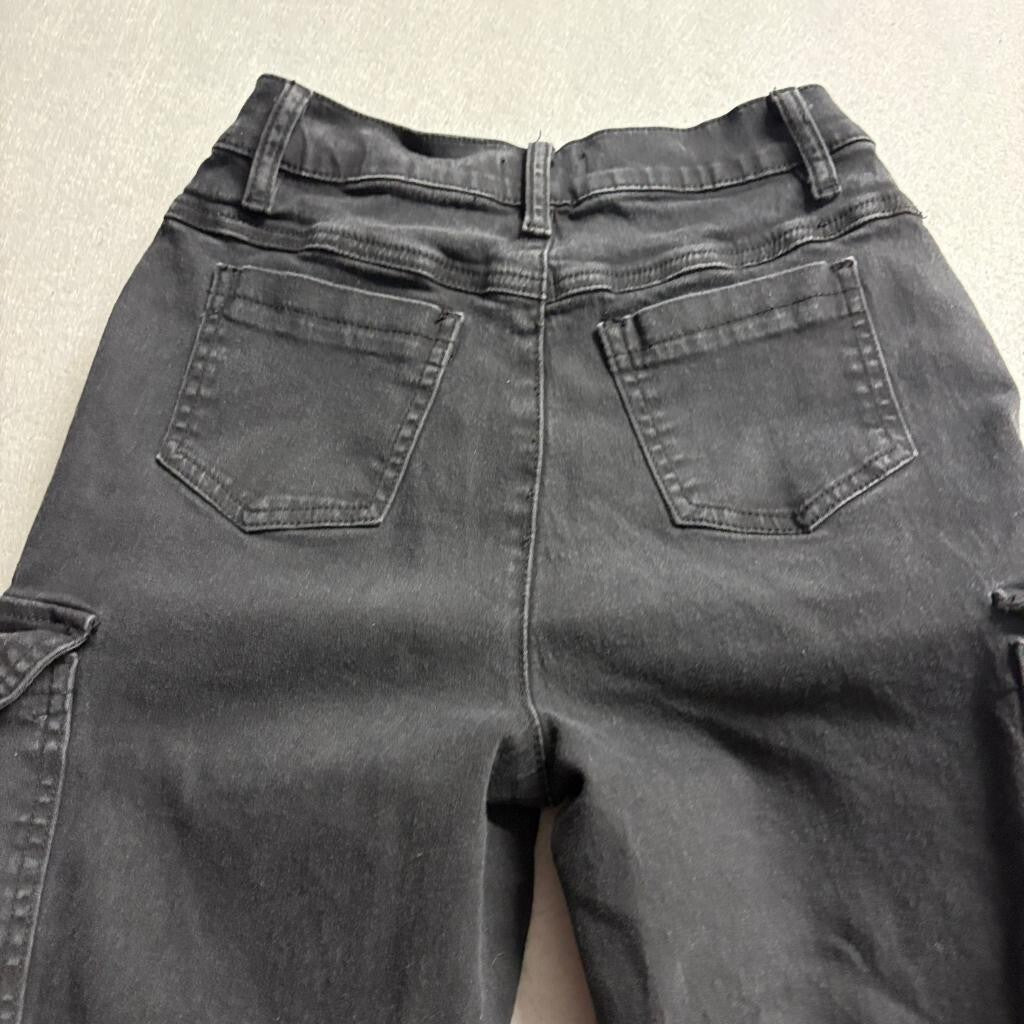 Hot Topic Cargo Jogger Pants Womens XS Black Denim High Rise Stretch Utility