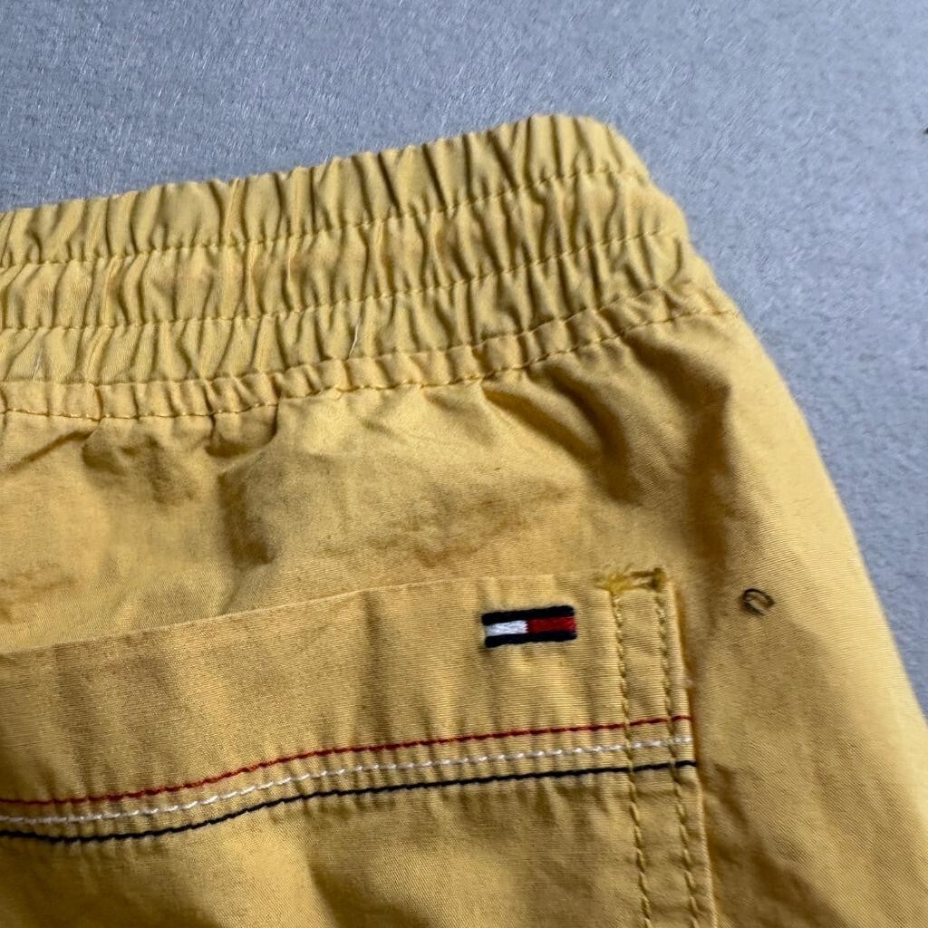 Tommy Jeans Womens Cargo Jogger Pants Medium Yellow Cotton Drawstring Utility