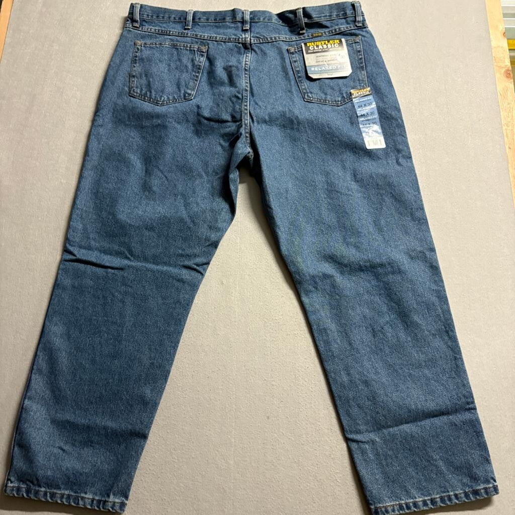 Rustler Classic Mens Jeans 44x30 Blue Denim Relaxed Fit Straight Leg NWT