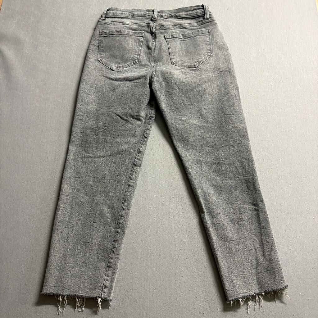 Kensie Jeans Womens 10/30 The Allie High Rise Slim Straight Gray Raw Hem Denim