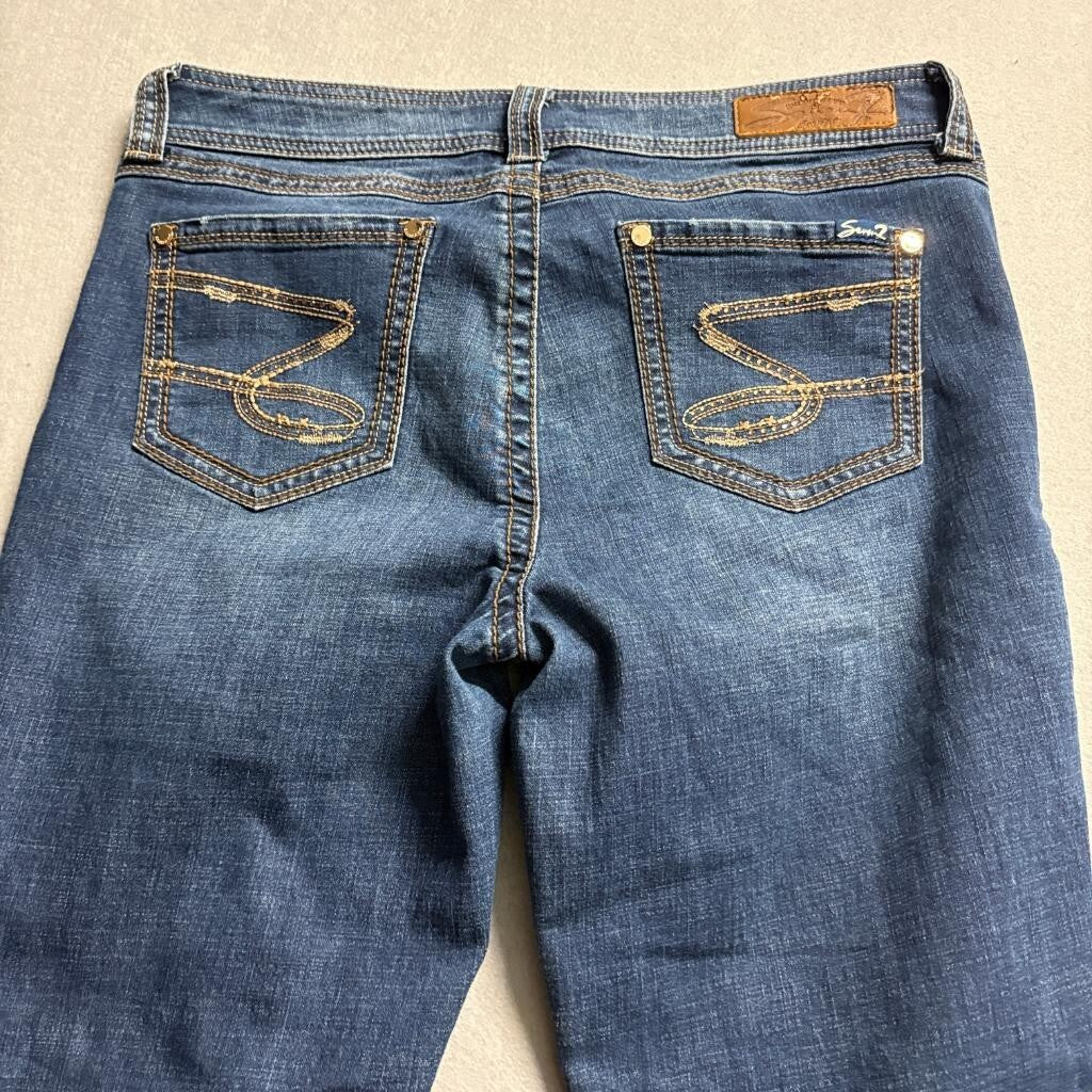 Seven7 Womens Skinny Jeans Blue Denim Raw Hem Stretch Size 10