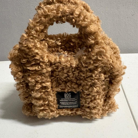 BDG Urban Outfitters Sherpa Mini Tote Bag Brown Fleece Teddy Bear Top Handle