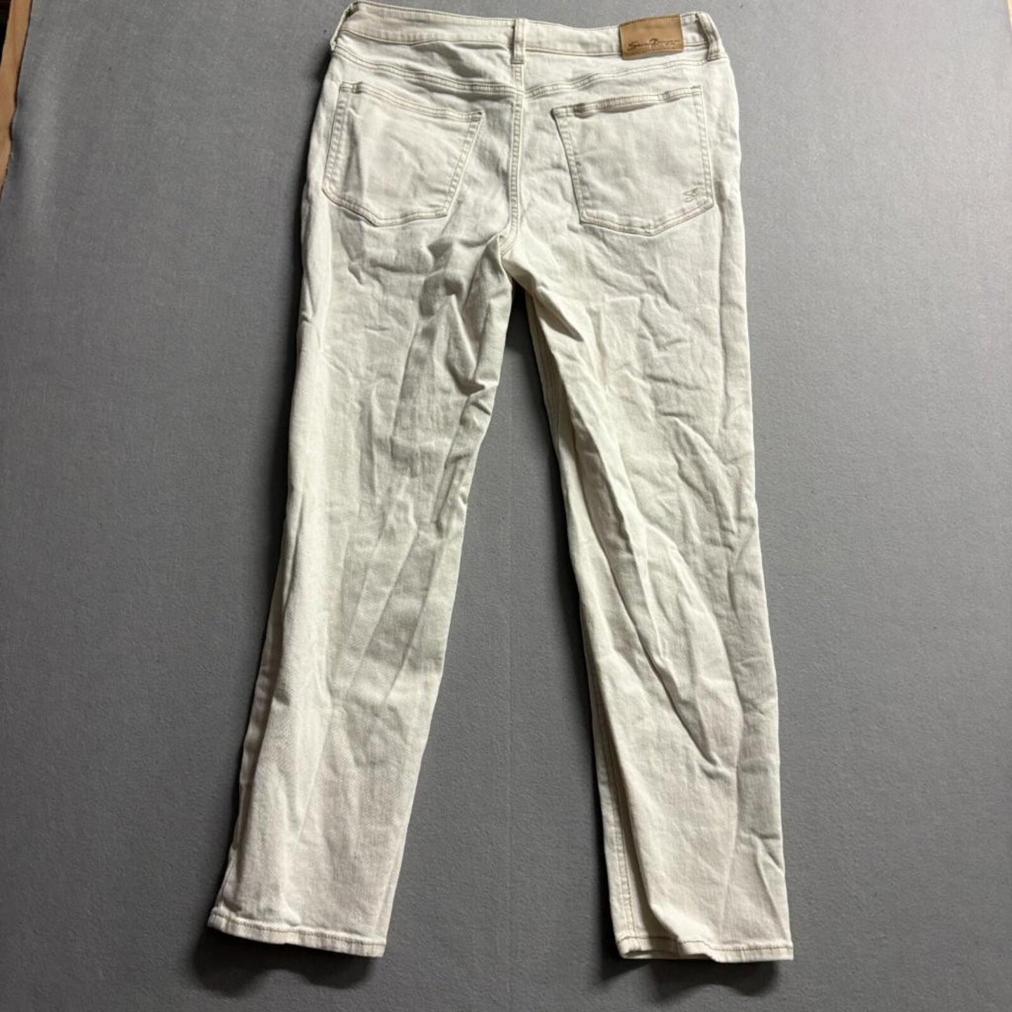 Seven7 Slim Straight Jeans Womens Size 12 Off White Beige Stretch Denim Pants