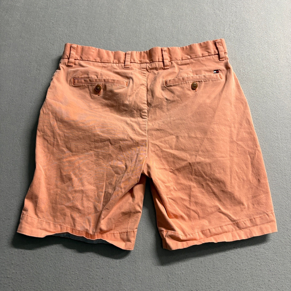 Tommy Hilfiger Mens Chino Shorts Size 32 Coral Peach Pink Flat Front Stretch
