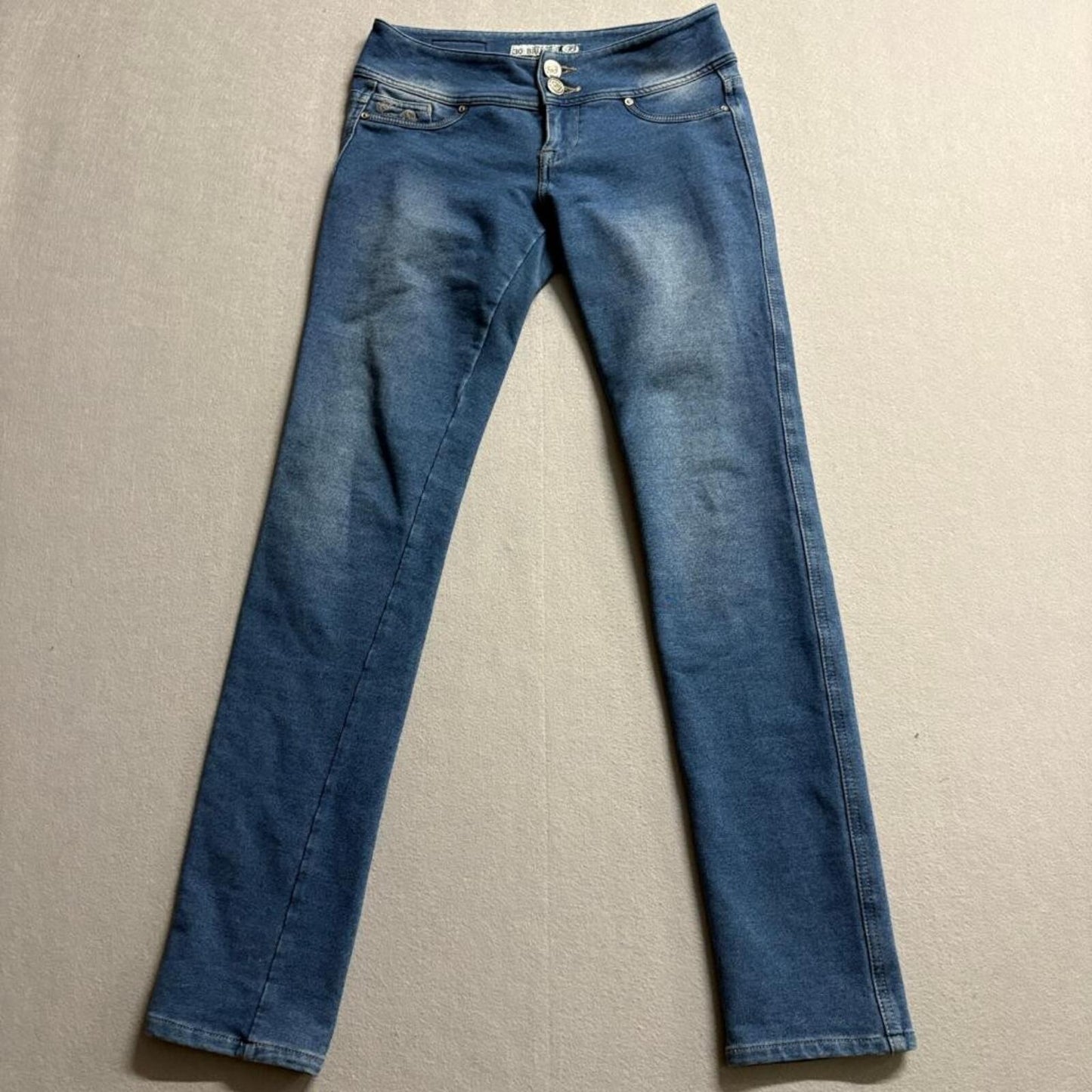 Brunt Jeans Womens 30x32 Blue Denim Low Rise Straight Leg Stretch Knit Jeggings