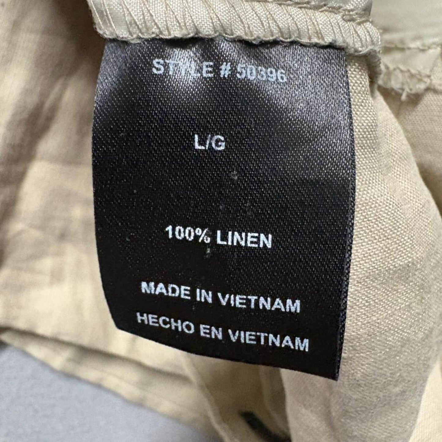 Unit USA Women's Beige 100% Linen Wide Leg Pants Size Large Flat Front Casual