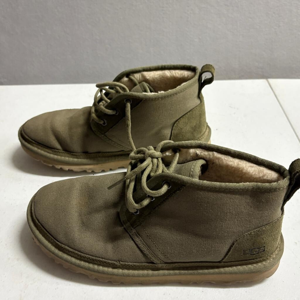 UGG Neumel Canvas Moss Green Mens Boots Size 8 Wool Lined Chuka Boots 1118264