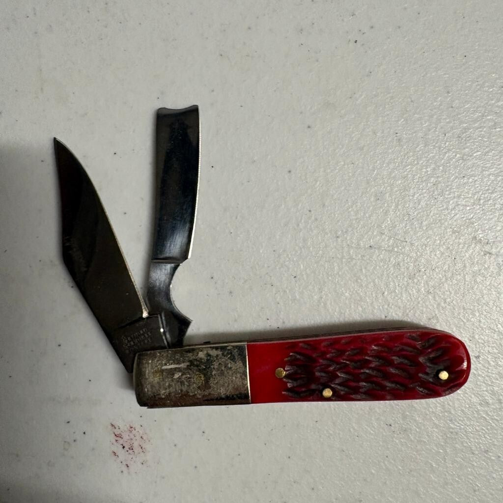 Whitetail Cutlery Barlow Pocket Knife 2 Blade Red Jigged Bone Handle Pakistan