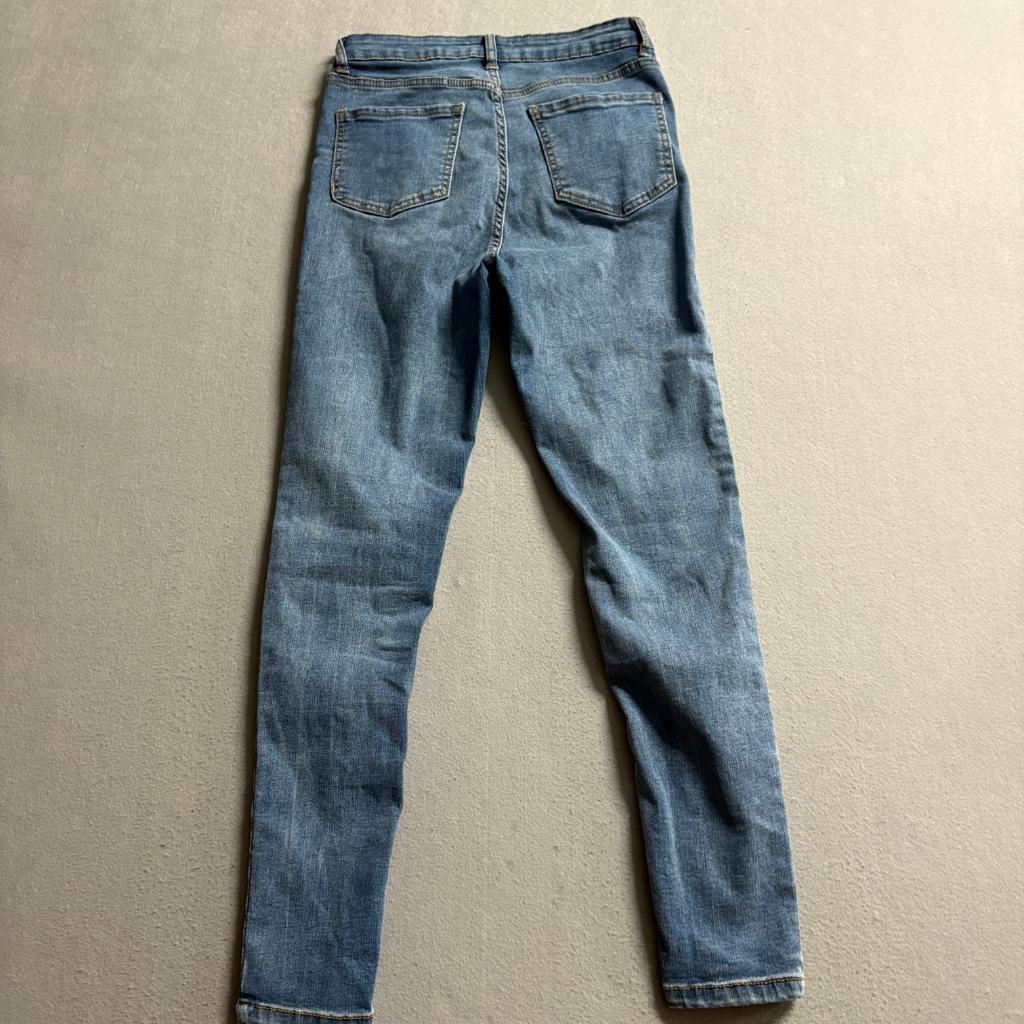Skinny Fries Denim Jeans Womens Size 5 Blue Distressed High Rise Stretch Slim