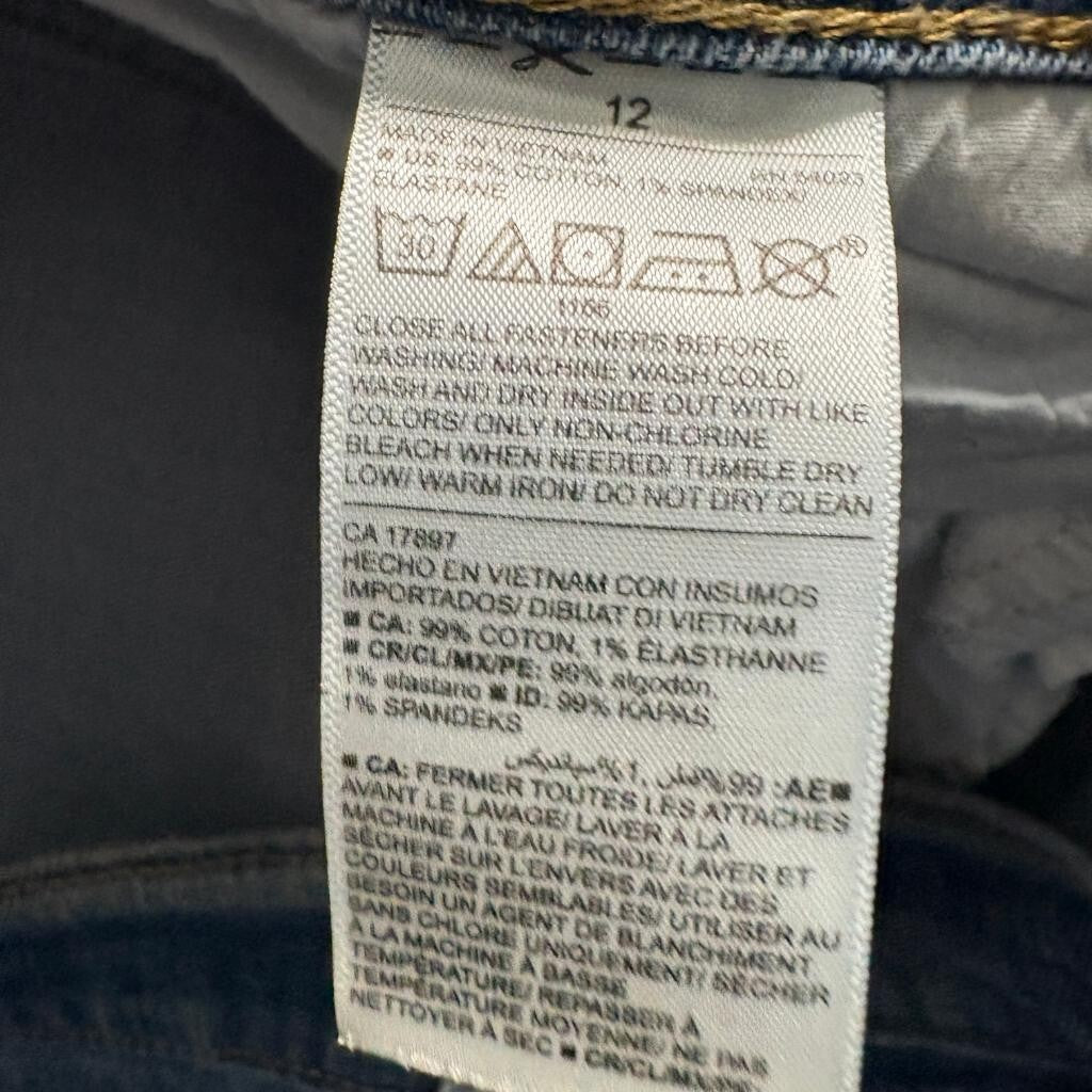 Old Navy Boyfriend Mid Rise Jeans Womens 12 Blue Distressed Patchwork Cuff Denim